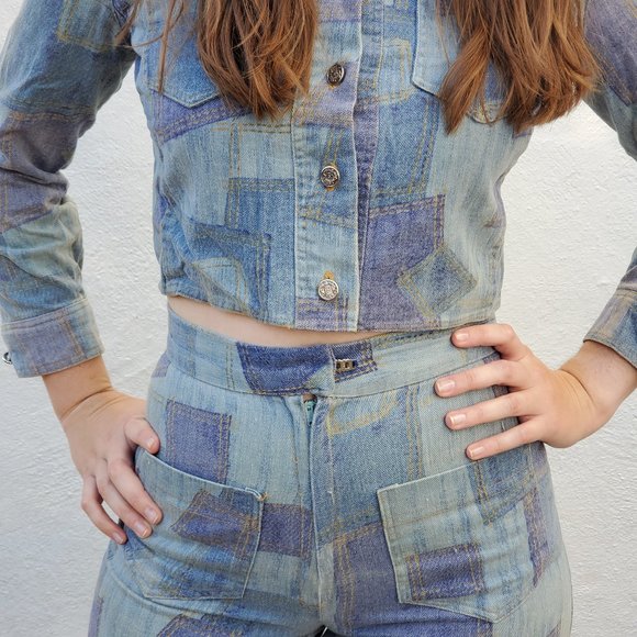 vintage 1970s patchwork suit - Picture 8 of 11